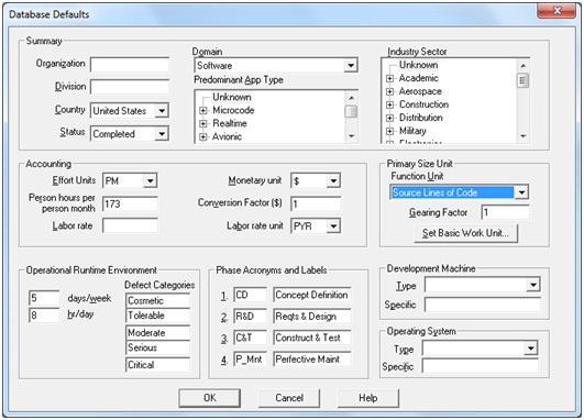 Database Defaults Database Defaults