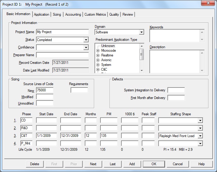 SLIM-DataManager basic project information