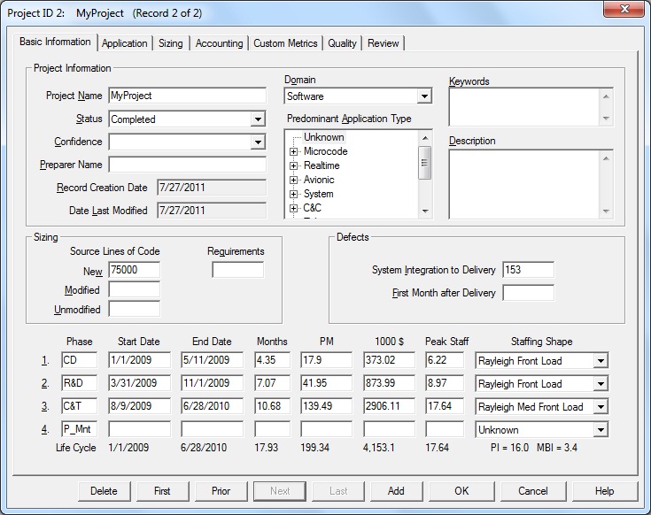 SLIM-DataManager basic project information 2