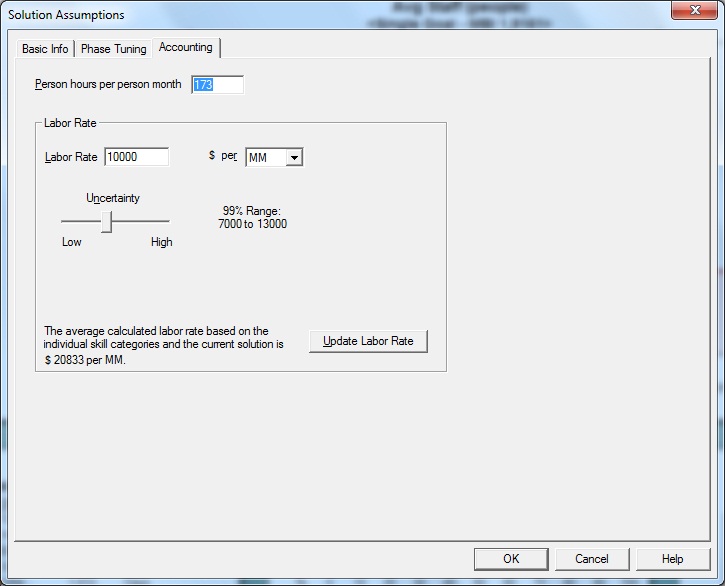 Solution Assumptions Dialog Box