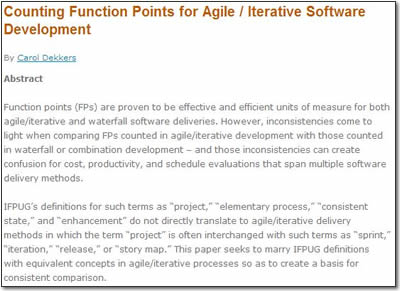 Counting Function Points for Agile