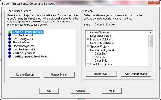 Screen/Printer Fonts, Colors, and Symbols