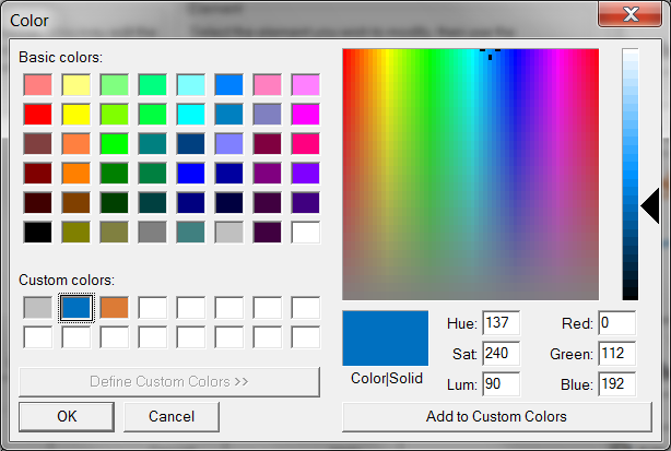 Define Custom Colors