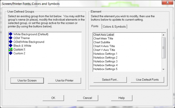 Screen/Printer Fonts, Colors, Symbols