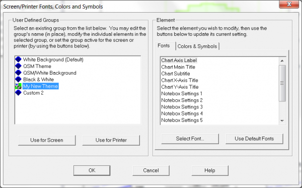 Screen/Printer Fonts, Colors and Symbols