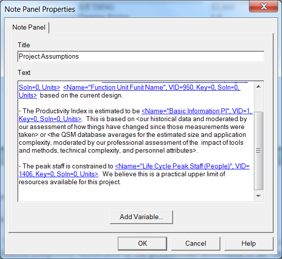 Note Panel Properties