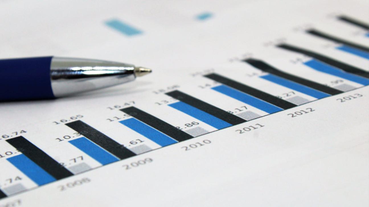 Business bar chart with pen
